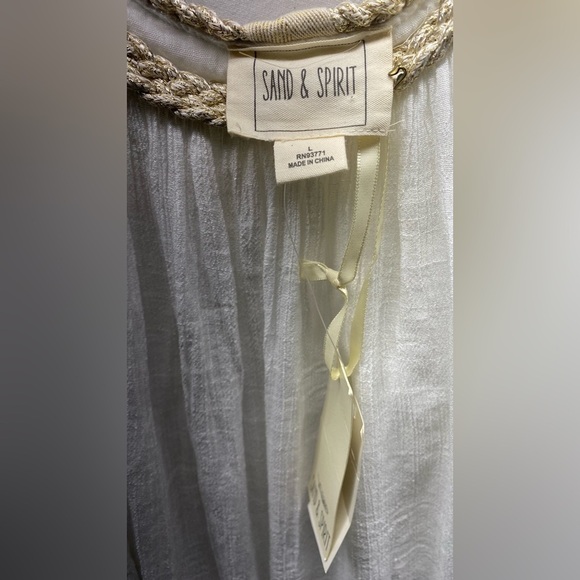 NWT Asymmetrical Cotton Gauze Cami Midi Dress Beach Cover Up sz L Boho Style - Picture 11 of 12